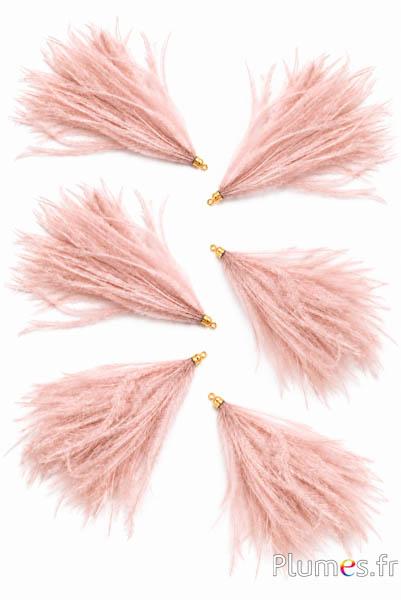 Hanger struisvogel - 9-12 cm - beige roze